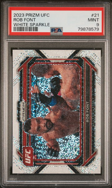 2023 Panini Prizm UFC White Sparkle Prizm Rob Font #21 PSA 9