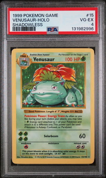 1999 Pokemon Base Set Shadowless Holo Venusaur #15 PSA 4