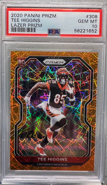 2020 panini Prizm tee Higgins laser Prizm psa 10 rc bengals