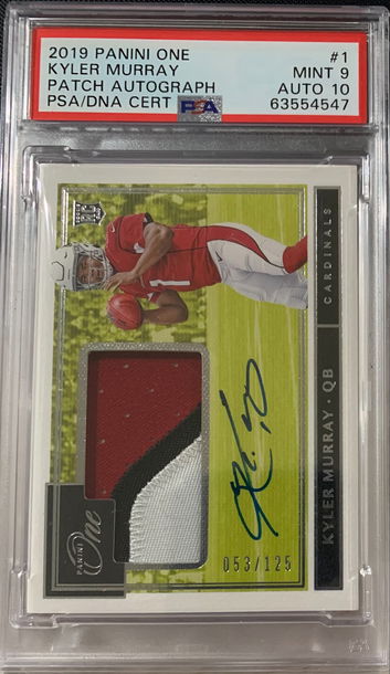 2019 Panini One Patch Autograph Kyler Murray /125