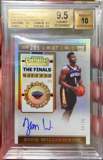 2019-20 Contenders Variations The Finals Ticket Zion Williamson Auto Autograph RC 06/35 BGS 9.5/10 