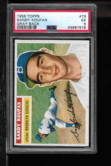 1956 TOPPS SANDY KOUFAX GRAY BACK PSA 5
