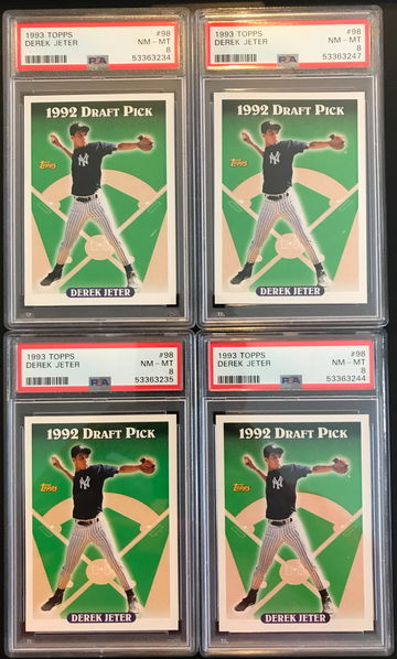 Lot of 4 - 1993 Topps #98 Derek Jeter RC PSA 8's (All Four)
