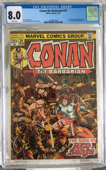 Conan the Barbarian #24 (1973) CGC 8.0 -- White pgs; 1st Red Sonja; Last BWS