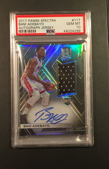 2017 Bam Adebayo Spectra Rookie Jsy Auto /299 RC PSA 10 (Pop 1) Tough Grade