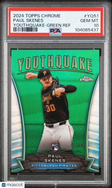2024 Topps Chrome Youthquake Paul Skenes #YQ51 Green Ref /99 PSA 10