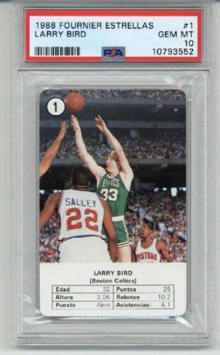 1988 FOURNIER ESTRELLAS #1 LARRY BIRD CARD BOSTON CELTICS PSA 10 LOW POP RARE