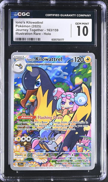 2025 Pokemon #163/159 Iono's Kilowattrel Journey Together CGC 10