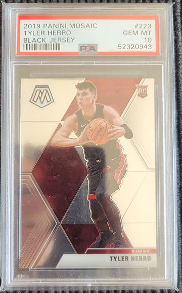 2019 Panini Mosaic #223 Tyler Herro Rookie Variation Black Jersey PSA 10 Gem Mint