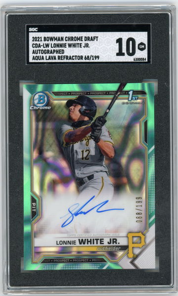 2021 Bowman Chrome Draft CDA-LW Lonnie White Jr. Autographed Aqua Lava Refractor #'d 68/199 SGC 10 GEM Pirates
