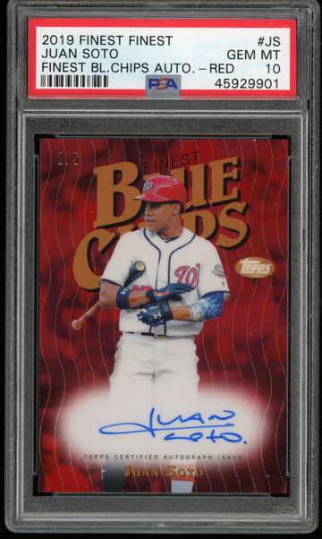 2019 Finest Blue Chips Auto Red Refractor #JS Juan Soto PSA Gem Mint 10