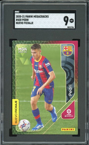 2020-21 Panini Megacracks Pedri Rookie #430 RC SGC 9 MINT Barcelona Spain