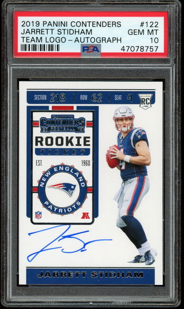 2019 Contenders #122 Jarrett Stidham Team Logo PSA 10