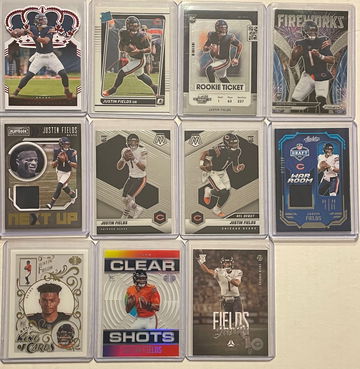 2021 Chicago Bears QB Justin Fields 11 card Rookie lot 