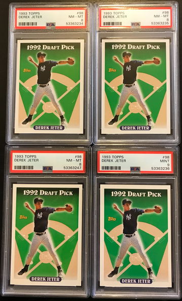 Lot of 4 - 1993 Topps Derek Jeter PSA 8 NM-MT (ALL FOUR)