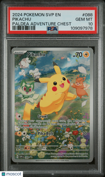 2024 Pokemon SVP EN-SV Black Star Promo Pikachu Paldea Adventure Chest PSA 10 #088