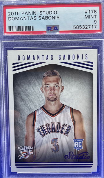 2016-17 Panini Studio Domantas Sabonis Rookie Portrait #178 Mint PSA 9 Thunder