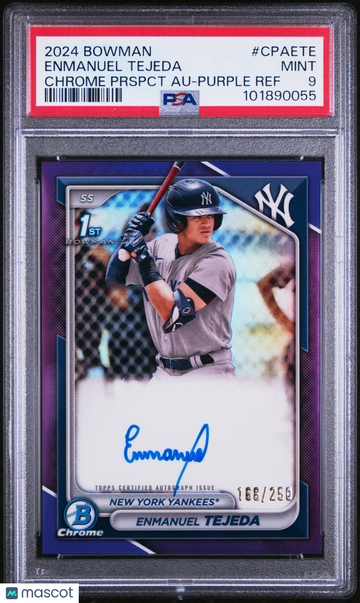 2024 Bowman Chrome Prospect Autographs Enmanuel Tejeda #CPAETE Prspct Purple Ref /256 PSA 9