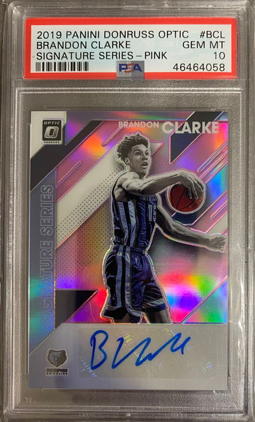 2019 Brandon Clarke optic signature series pink #BCL Holo psa 10 pop 5 rc 12/25 Rookie