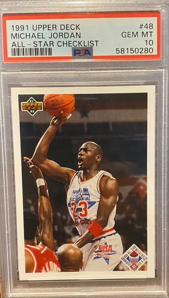 1991 UPPER DECK #48 MICHAEL JORDAN ALL-STAR CHECKLIST !! PSA 10 !! GEM MINT !!