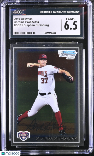 2010 Bowman Stephen Strasburg #BCP1 Chrome Prospects CGC 6.5
