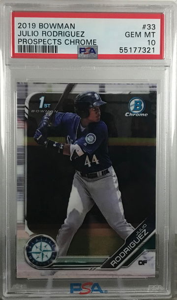 2019 1st BOWMAN CHROME #33 JULIO RODRIGUEZ RC PROSPECT PSA 10 GEM MINT! 🔥🔥