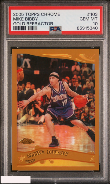 2005 TOPPS CHROME MIKE BIBBY #103 GOLD REFRACTOR 50 OF 99 KINGS PSA 10 GEM MT