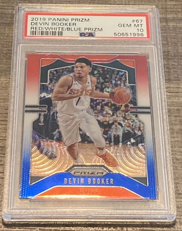 2019 Prizm Devin Booker 67 Red White Blue Suns PSA 10 Gem Mint