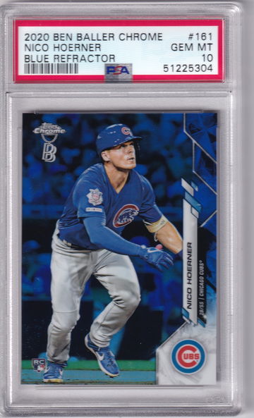 2020 Topps Ben Baller Chrome Nico Hoerner RC Blue Refractor /75 PSA 10