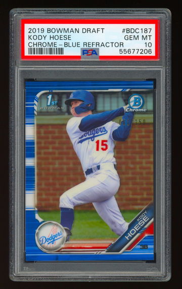 2019 Bowman Chrome KODY HOESE Blue Refractor RC PSA 10 #031/150 Dodgers