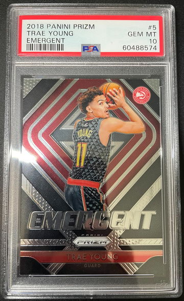 2018-19 Panini Prizm Emergent Trae Young #5 PSA 10 GEM MT Rookie RC Card -Hawks