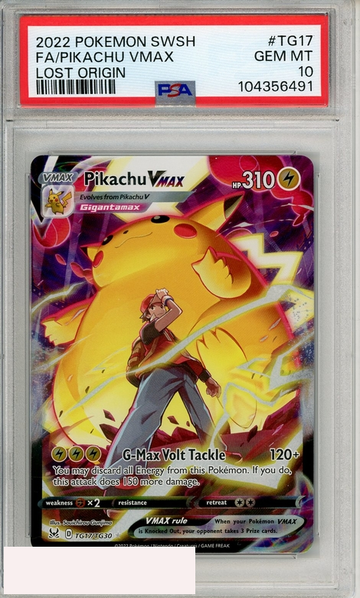 2022 POKEMON SWORD SHIELD LOST ORIGIN FA PIKACHU VMAX #TG17 PSA 10 GEM MT