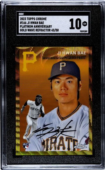 2023 Topps Chrome Platinum Anniversary #166 Ji Hwan Bae Gold Wave Ref. /50 SGC 10
