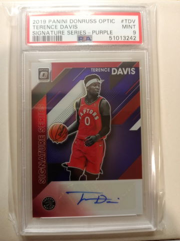 2019-20 Donruss Optic Terence Davis Signature Series Purple Auto PSA 9 Plays for kings
