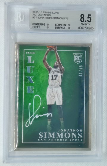 JONATHON SIMMONS 2015 Panini Luxe RC Auto 41/75 - BGS 8.5 Auto 10