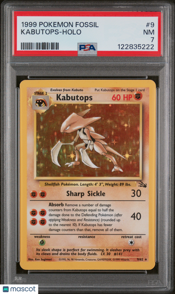 Fossil Kabutops Holo Rare PSA 7 #9/62