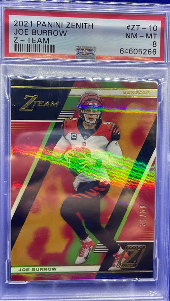 2021 Panini Zenith Z-Team Insert Joe Burrow 31/50 PSA 8 NM-MT Bengals SP