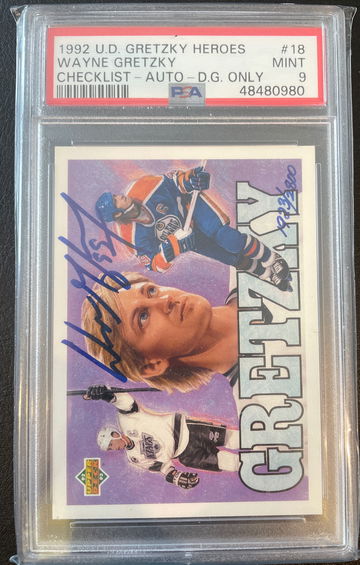 1992 upper deck heroes Wayne Gretzky Auto PSA 9 pop 1