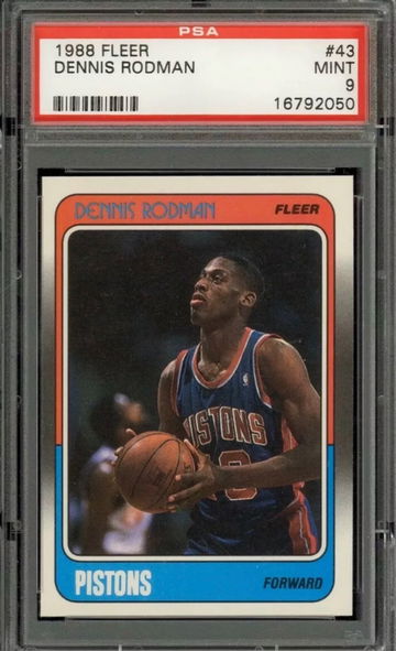 1988-89 Fleer #43 Dennis Rodman ROOKIE RC PSA 9 Mint