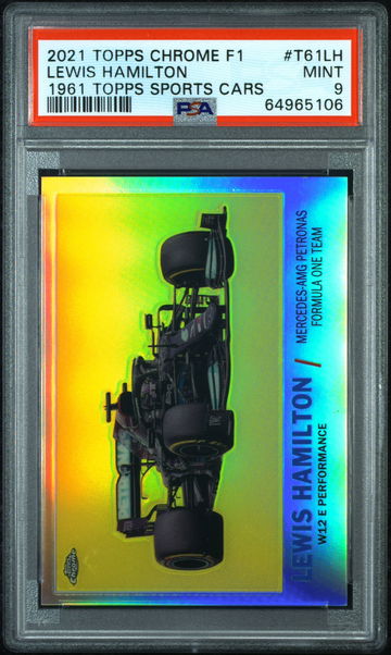 💎🧨2021 Topps Chrome Formula 1 1961 Topps Sports Cars LEWIS HAMILTON PSA 🇬🇧🏎
