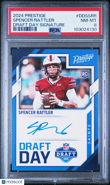 2024 Panini Prestige Draft Day Signatures Spencer Rattler #DDSSRR PSA 8