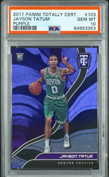 2017-18 Panini Totally Certified Jayson Tatum /199 Purple Rookie PSA 10 Gem Mint