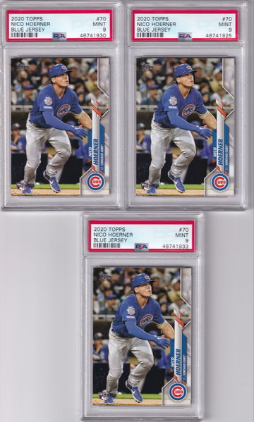 Lot of 3 2020 Topps Nico Hoerner RC #70 PSA 9
