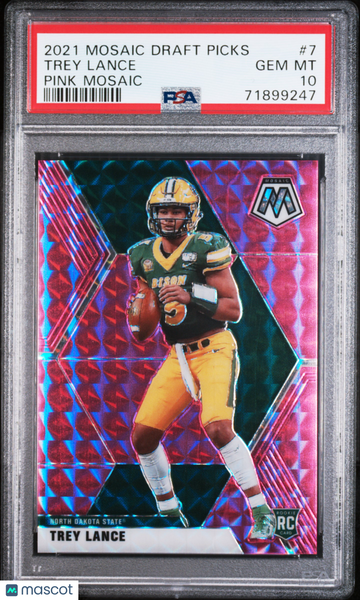 2021 Panini Mosaic Draft Picks Trey Lance #7 Pink PSA 10