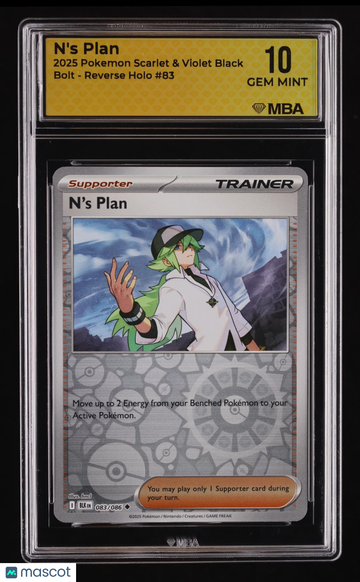 2025 Pokemon Scarlet & Violet Black Bolt N's Plan Reverse Holo MBA 10 #83