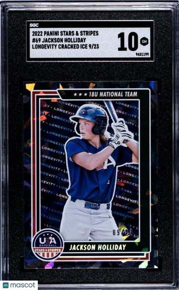 2022 Panini Stars & Stripes Jackson Holliday #69 Longevity Cracked Ice SGC 10