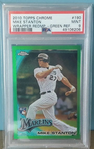 2010 Topps Chrome Mike Giancarlo Stanton RC Green Refractor /599 PSA 9 Wrapper Redemption 