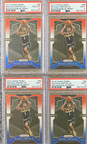 2019 Prizm Michael Porter Jr Red White Blue PSA 10 PSA 9 Lot