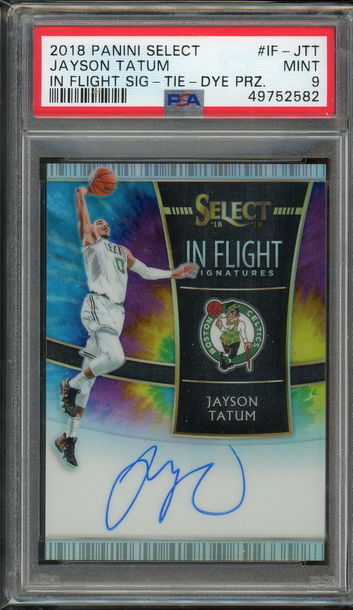 2018 Select In Flight Signatures Tie Dye Jayson Tatum 01/25 PSA 9