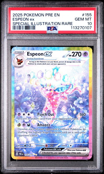2025 Pokemon Scarlet and Violet Prismatic Evolutions Special Illustration Rare Espeon Ex #155 PSA 10